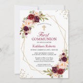 Blush Burgundy Floral Gold Lijst First Community Kaart (Voorkant)