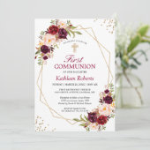 Blush Burgundy Floral Gold Lijst First Community Kaart (Staand voorkant)
