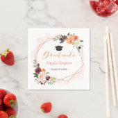 Blush Burgundy Floral Gold Lijst Graduparty Servetten (Insitu)