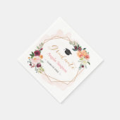 Blush Burgundy Floral Gold Lijst Graduparty Servetten (Hoek)