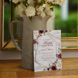 Blush Burgundy Floral Gold Lijst Vrijgezellenfeest Kaart