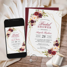 Blush Burgundy Floral Gold Lijst Vrijgezellenfeest