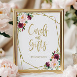 Blush Burgundy Floral Kaarten en Gifts Sign Poster<br><div class="desc">Deze elegante vrijgezellenfeesten suite is voorzien van een bordeauxrood en blush boeket in een modern geometrisch lijst. Deze suite bevat behuizingskaarten, borden en gepersonaliseerde feestbenodigdheden zoals servetten. Als u hulp nodig hebt bij personalisatie, inclusief kleur- of tekstwijzigingen, of als u een ontbrekend item opmerkt, aarzel dan niet om contact met...</div>