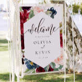 Blush & Burgundy Floral Lijst Weddenschap Welkomst Poster