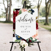 Blush & Burgundy Floral Lijst Weddenschap Welkomst Poster