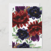 Blush Burgundy Floral Modern Gold Lijst Wedding Kaart (Achterkant)