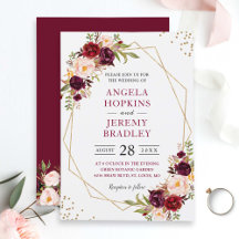 Blush Burgundy Floral Modern Gold Lijst Wedding