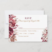 Blush Burgundy Floral Modern Wedding RSVP (Voorkant)