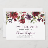 Blush Burgundy Floral Moving Announcement Kaarten (Voorkant)