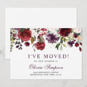 Blush Burgundy Floral Moving Announcement Kaarten (Voorkant / Achterkant)