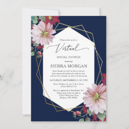 Blush Burgundy Floral Navy Gold Vrijgezellenfeest Kaart