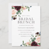  Blush Burgundy Floral Vrijgezellenfeest Brunch Kaart (Voorkant)