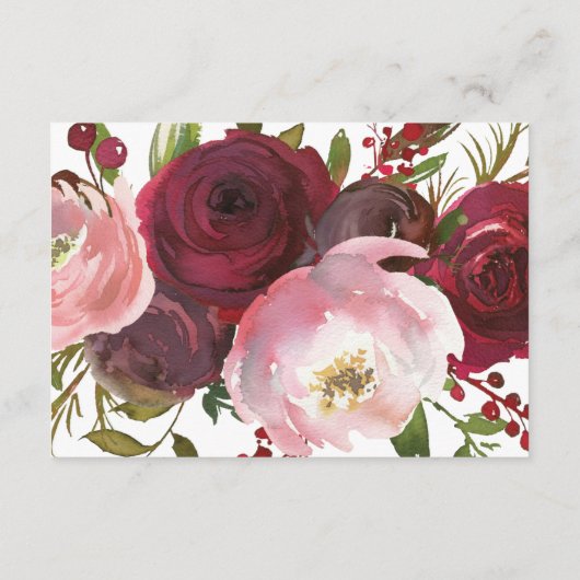 Blush Burgundy Floral Wedding Details Informatiekaartje (Achterkant)