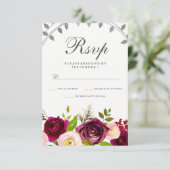 Blush & Burgundy Floral Wedding RSVP (Staand voorkant)