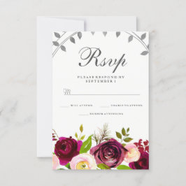 Blush & Burgundy Floral Wedding RSVP