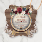 Blush Burgundy Floral Wine Barrel Bbq Bbq Bedankjes Labels (Achterkant)