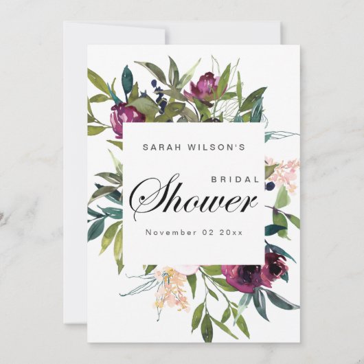 Blush Burgundy Floral zei dat ze Kaart zei (Achterkant)