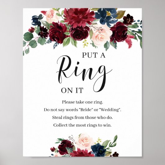 Blush Burgundy Floral zette een ring op het spelbo Poster (Voorkant)