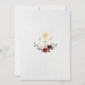 Blush Burgundy Flowers Gold First Heilige Communie Kaart (Achterkant)