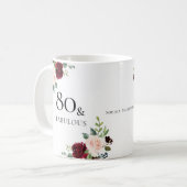 Blush Burgundy Flowers Womans 80th Birthday Gift Koffiemok (Voorkant links)