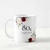 Blush Burgundy Flowers Womans 80th Birthday Gift Koffiemok (Links)
