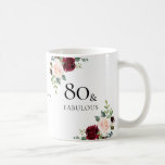 Blush Burgundy Flowers Womans 80th Birthday Gift Koffiemok<br><div class="desc">Blush Burgundy Flowers Womans 80th Birthday Gift Coffee Mok Beauful Burgundy and Blush Design Geschikt voor Birthdays</div>