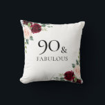 Blush Burgundy Flowers Womans 90th Birthday Gift Kussen<br><div class="desc">Blush Burgundy Flowers Womans 90th Birthday Gift Throw Cushion</div>
