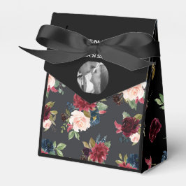 Blush Burgundy Foto Floral Elegant Waterverf Bedankdoosjes