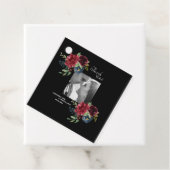 Blush Burgundy Foto Floral Elegant Waterverf Bedankjes Labels (In situ)