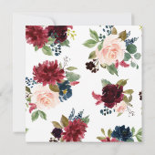 Blush Burgundy Foto Floral Elegant Waterverf Save The Date (Achterkant)