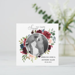Blush Burgundy Foto Floral Elegant Waterverf Save The Date