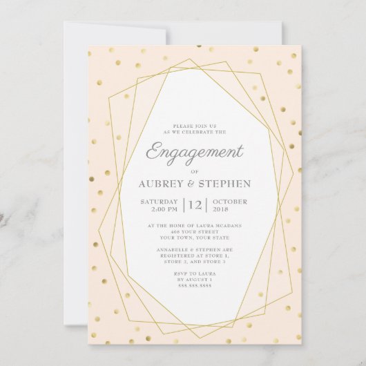 Blush Burgundy Gold Confetti Engagement Party Kaart (Voorkant)