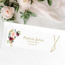 Blush Burgundy Gold Geometric Waterverf Floral