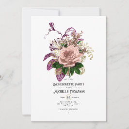 Blush Burgundy Gold Shabby Floral Bachelorette Kaart