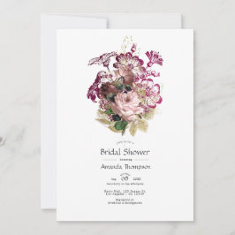 Blush Burgundy Gold Shabby Floral Vrijgezellenfees Kaart