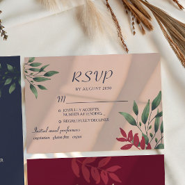 Blush Burgundy Herfst Bruiloft RSVP Kaartje