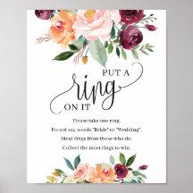 Blush burgundy marigold zette een ring op het bord