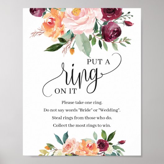 Blush burgundy marigold zette een ring op het bord poster (Voorkant)