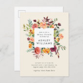 Blush & Burgundy Marsala Floral Vrijgezellenfeest Uitnodiging Briefkaart (Voorkant / Achterkant)