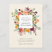 Blush & Burgundy Marsala Floral Vrijgezellenfeest Uitnodiging Briefkaart (Voorkant)