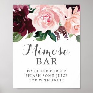 Blush Burgundy Mimosa Bar (Bewerkbaar) Bord Poster