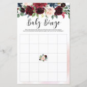 Blush Burgundy navy baby shower bingo game (Voorkant)