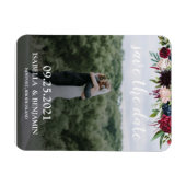 Blush Burgundy Navy Blue Floral Elegant Photo Save Magneet (Horizontaal)