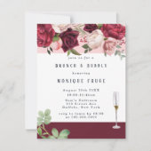 Blush Burgundy Peony Chic Brunch & Bubble Invites Kaart (Voorkant)