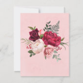 Blush Burgundy Peony Chic Brunch & Bubble Invites Kaart (Achterkant)