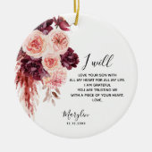 Blush Burgundy Personalized Moeder van de Groom Keramisch Ornament (Voorkant)