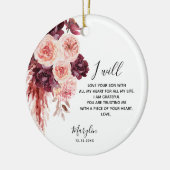 Blush Burgundy Personalized Moeder van de Groom Keramisch Ornament (Links)