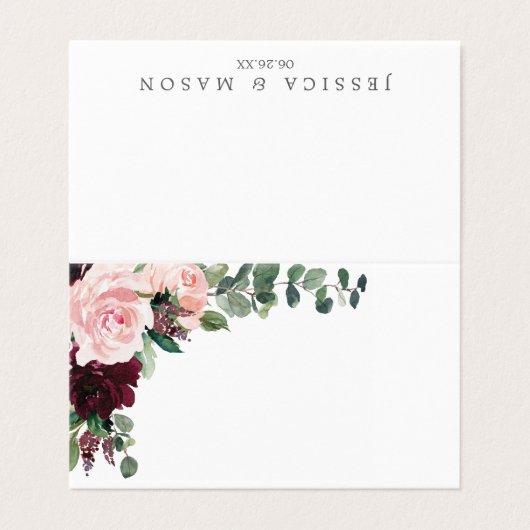 Blush Burgundy Place Cards Visitekaartje (Buitenkant ongevouwen)