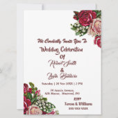 Blush Burgundy Red Rustic Rozen Land Weddenschap Kaart (Voorkant)