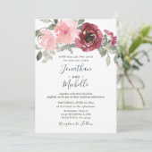 Blush Burgundy Silver Floral Christelijk Weddensch Kaart (Staand voorkant)